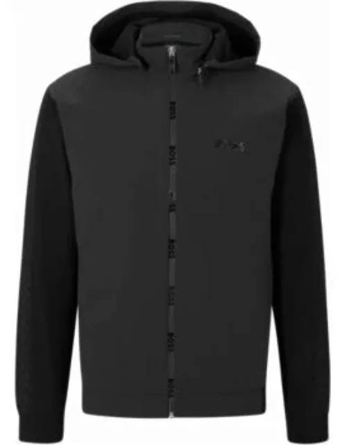 Relaxed-fit hooded jacket with logo inserts- Black Men's Cardigan