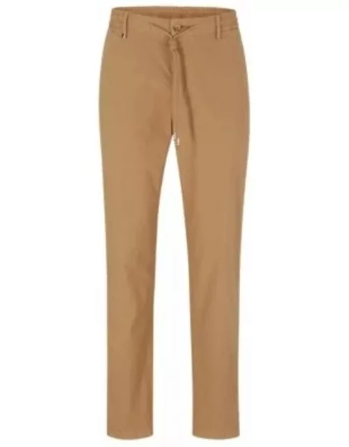 Slim-fit pants in paper-touch stretch cotton- Beige Men's Casual Pant
