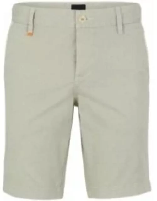 Slim-fit shorts in printed stretch-cotton twill- Light Beige Men's Short