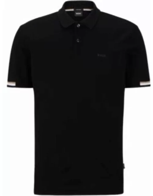 Regular-fit polo shirt with rubberized logo- Black Men's Polo Shirt