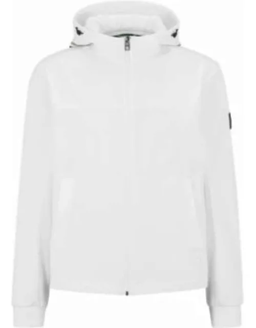 Water-repellent jacket with multicolored logo print- White Men's Casual Jacket