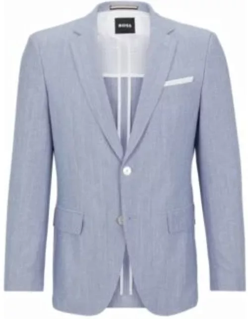 Slim-fit jacket in a micro-patterned cotton blend- Dark Blue Men's Sport Coat
