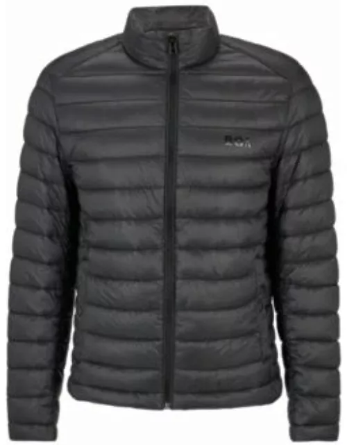 Water-repellent padded jacket with tonal logo- Black Men's Casual Jacket