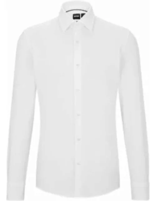 Slim-fit shirt in Italian performance-stretch jersey- White Men's Shirt