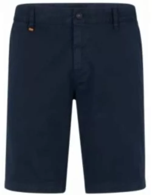 Slim-fit shorts in printed stretch-cotton twill- Dark Blue Men's Short