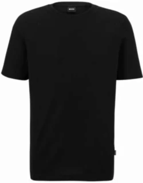 T-shirt with bubble-jacquard structure- Black Men's T-Shirt