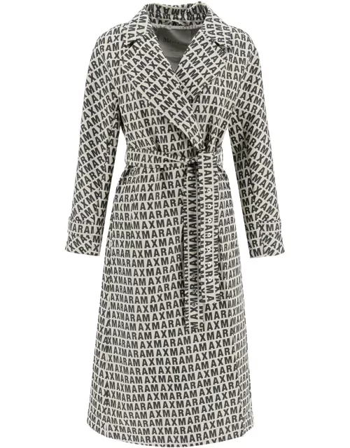 MAX MARA THE CUBE LONG JACQUARD TRENCH COAT WITH ALL-OVER LOGO