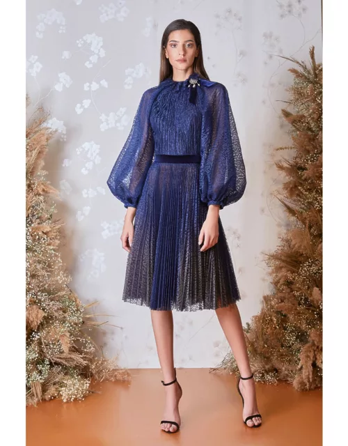 Gatti Nolli by Marwan Long Puff Sleeve Top and Pleated Skirt