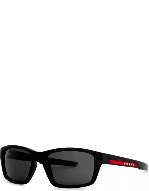 Prada Linea Rossa Rectangle-frame Sunglasses - Black Red