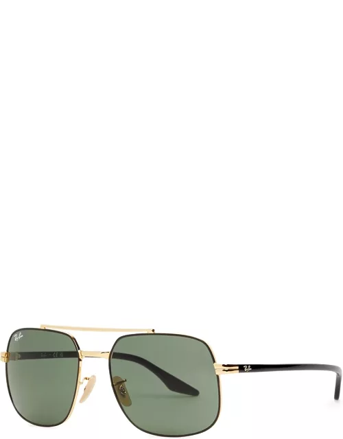 Ray-Ban Aviator Sunglasses, Sunglasses, Green, Metal, Acetate Arm