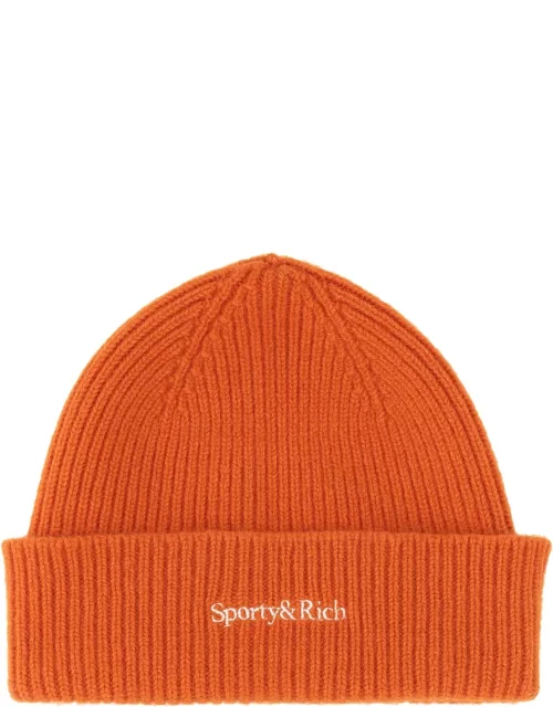 sporty & rich beanie hat with logo embroidery