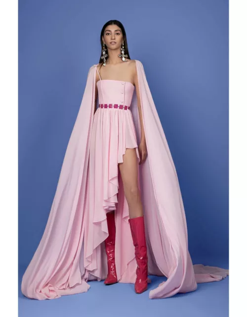 Georges Hobeika Georgette Dress with Cape