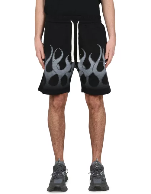 vision of super bermuda shorts with flames print