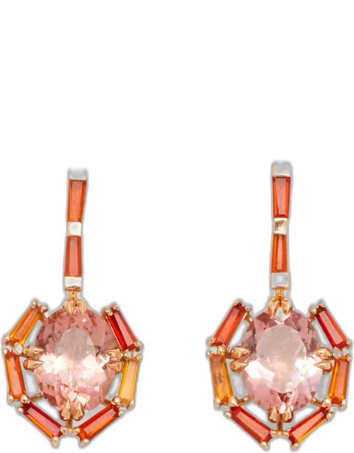 Tote Earrings with Pink Tourmaline and Fire Opa