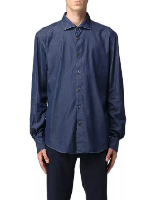 Etro shirt in cotton denim with Paisley pattern