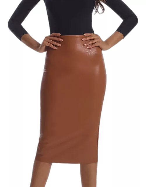 Faux-Leather Midi Skirt
