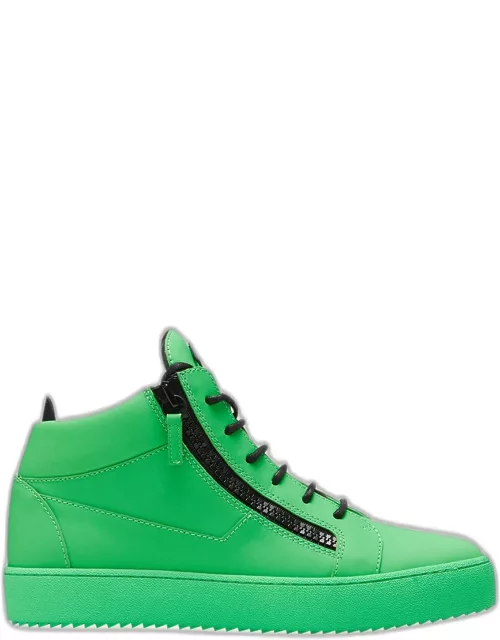 Men's Neon Leather High-Top Sneaker
