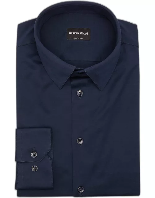 Men's Cotton-Silk Jersey Dress Shirt