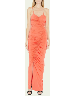 Ruched Front Fitted Maxi Dres