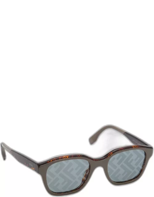 Men's FF-Lens Bi-Layer Acetate Square Sunglasse