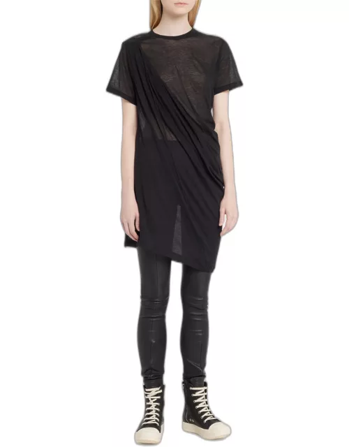 Side Hiked Sheer Crew T-Shirt