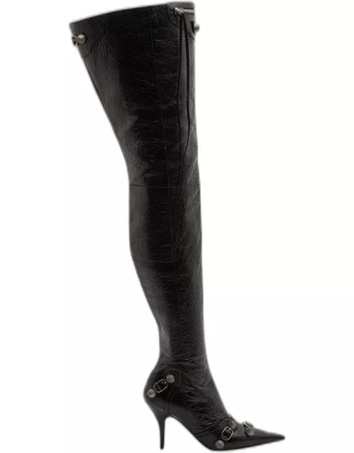 Cagole Leather Stud Over-The-Knee Boot