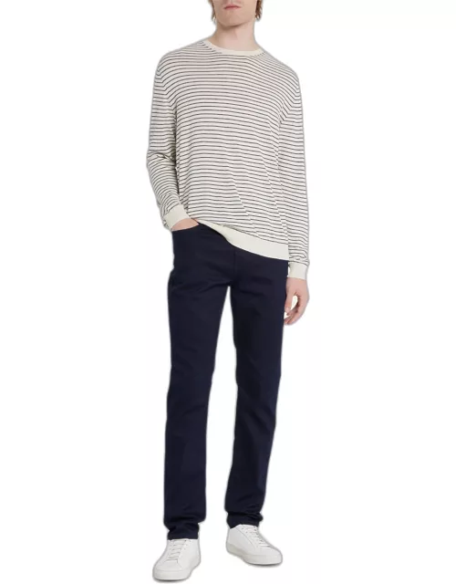 Men's Silk-Cotton Stripe Crewneck Sweater
