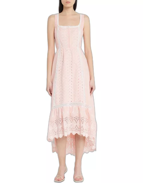 Alwyn Cutwork Embroidered Lace High-Low Dres