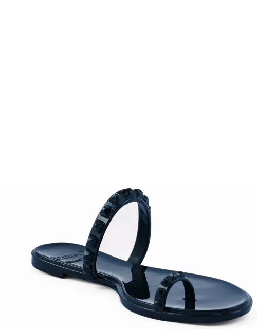 Maria Flat Jelly Sandals - Navy Blue