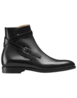 Men's Abbot Cross-Strap Leather Ankle Boot
