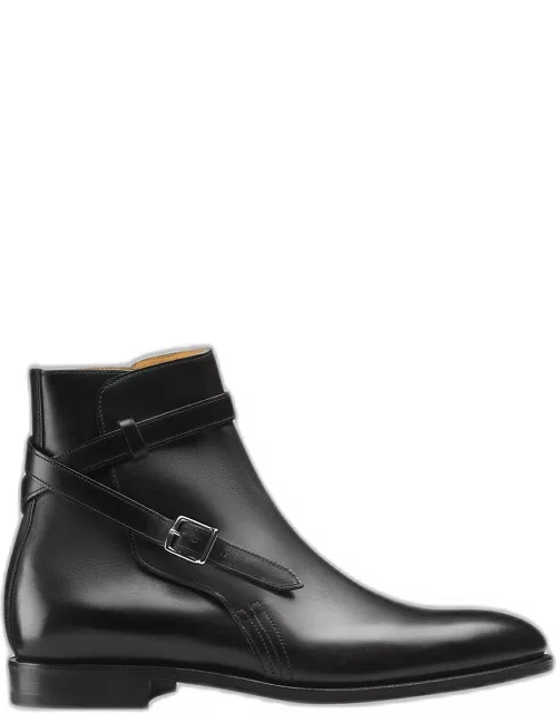 Men's Abbot Cross-Strap Leather Ankle Boot