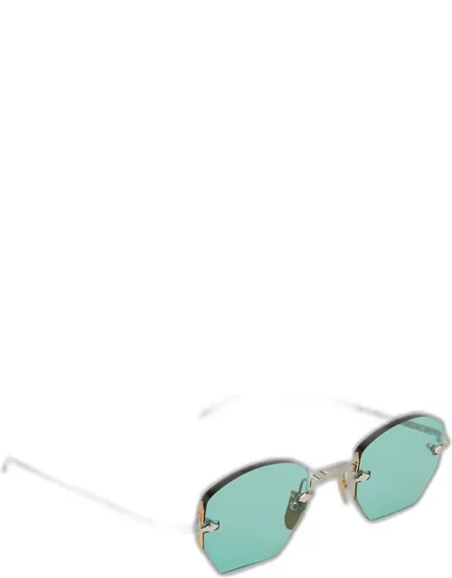 Men's Altan Two-Tone Metal Rimless Oval Sunglasse