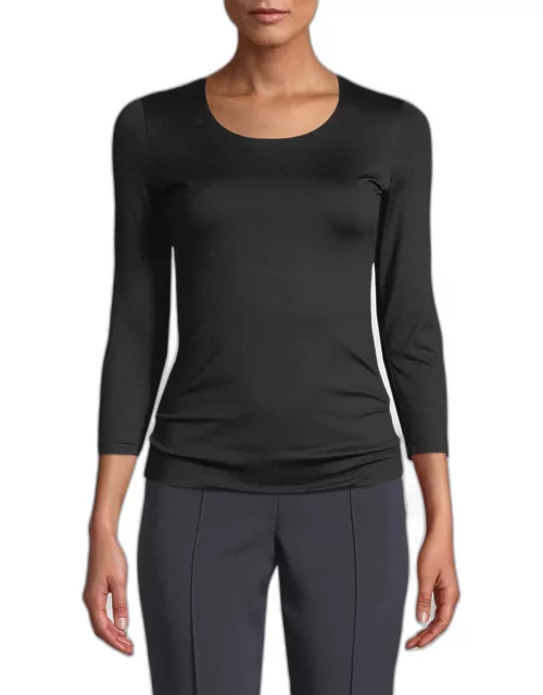 Fitted 3/4-Sleeve Stretch-Jersey Top