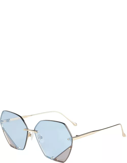 Rimless Two-Tone Square Sunglasse
