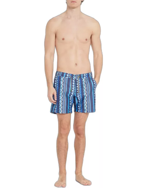 Men's Patterned Stripe Swim Short