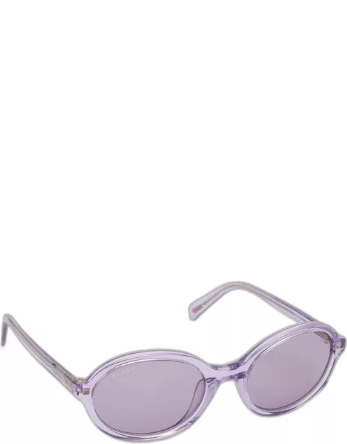 Velvet Semi-Transparent Round Acetate Sunglasse