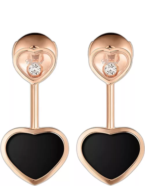 Happy Hearts 18K Rose Gold Onyx & Diamond Jacket Earring