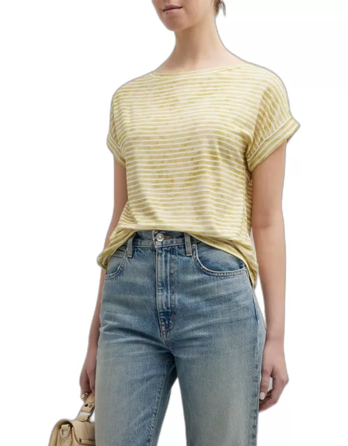 Striped Stretch Linen Tee