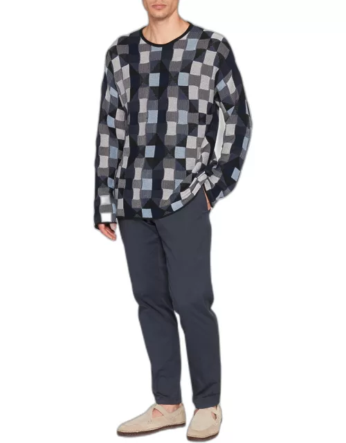 Men's Patterned Jacquard Crewneck Sweater