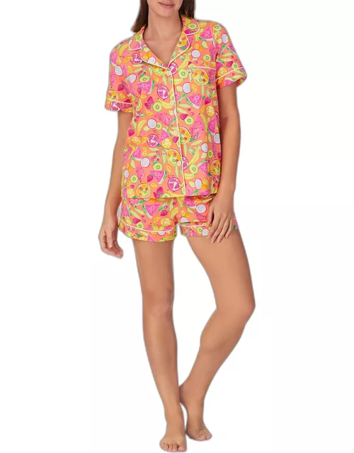 Fruit-Print Shorty Pajama Set