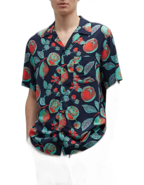 Men's Fruit-Print Camp Shirt