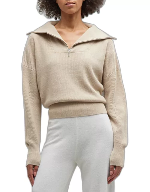 Cashmere Relaxed Half-Zip Polo Sweater