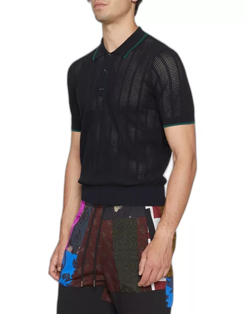 Men's Mirko Perforated Knit Polo Shirt