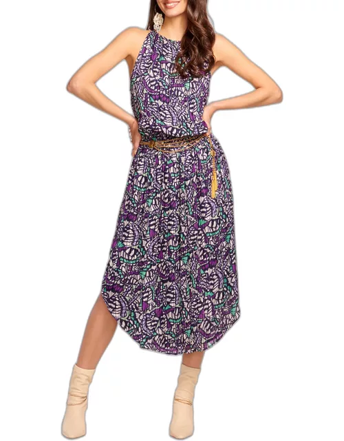 Butterfly-Printed Audrey Midi Dres