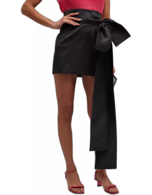 Taffeta Mini Skirt w/ Bow Detai