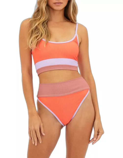 Emmy High-Waist Colorblock Bikini Bottom