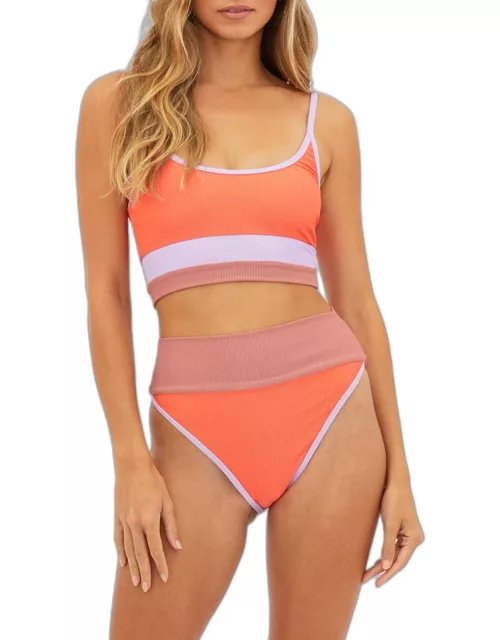 Eva Ribbed Colorblock Bikini Top