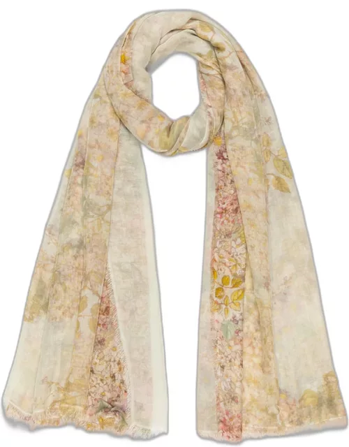 Muted Floral Cashmere-Blend Scarf