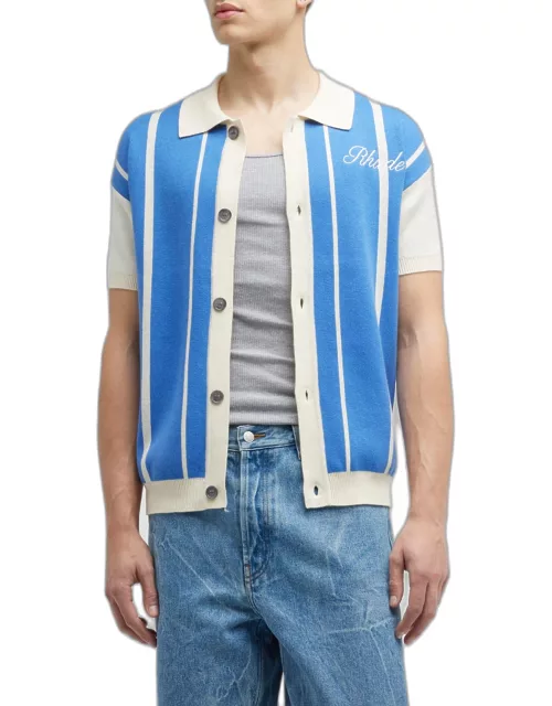 Men's Striped Cashmere Button-Down Shirt
