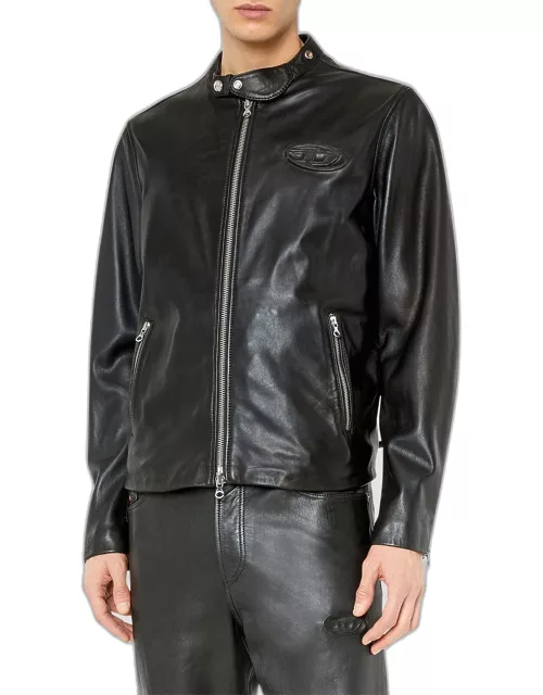 Men's L-Metal Leather Biker Jacket